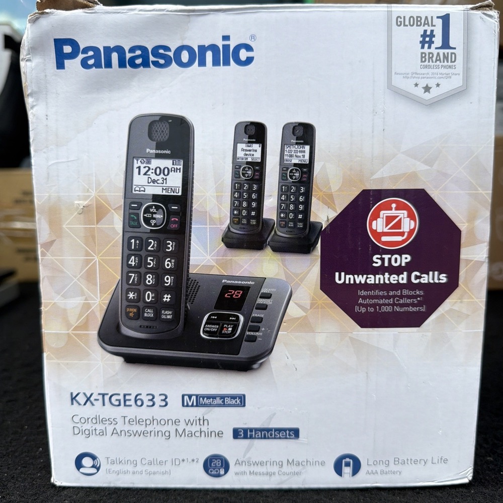 Panasonic KX-TGE633 Expandable Cordless Phone with Digital Answering 3 handsets